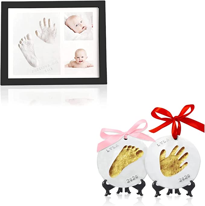 Photo 1 of Baby Handprint and Footprint Keepsake Kit Bundle - Baby Nursery Memory Art Kit Frames - Baby Prints Ornaments - Personalized Baby Gifts for New Parents
