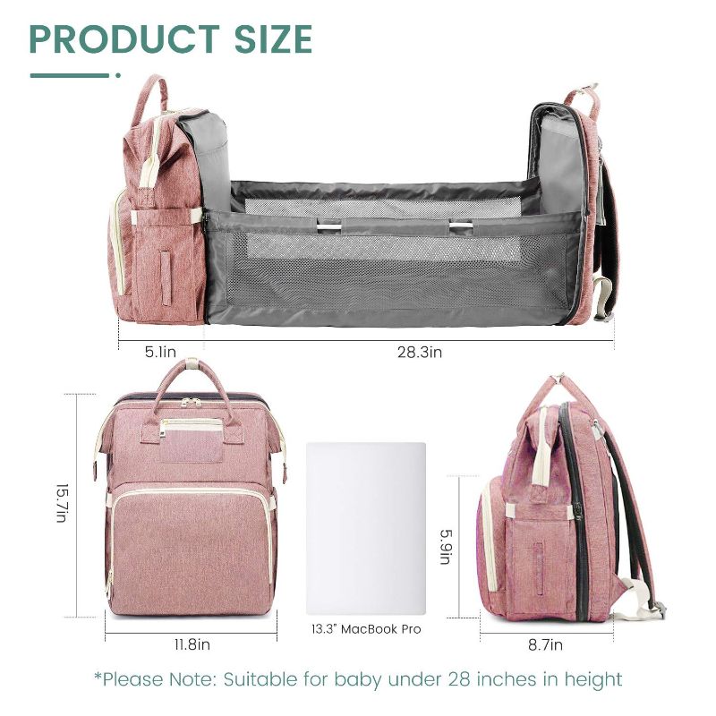 Photo 1 of Baby Diaper Backpack, Insulated Bottle Warmer Newborn Registry for Baby Shower Gifts, Portable Nappy Bags for Girls Boys, Multifunction Travel Stuff Maternity New Mom Gifts for Women (Pink?
