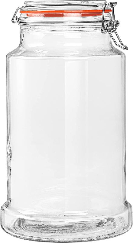 Photo 1 of 1.2 Gallon Airtight Glass Jars with Hinged Lids, Qianfenie Wide Mouth Glass Storage Jars for Flour, Pasta, Cookies, Large Capacity, Sturdy and Heavy Duty, 1 Pack
