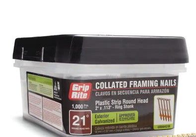 Photo 1 of 2 in. x 0.113-Gauge Galvanized Steel Ring Plastic Round Framing Nails (1,000 per Box)
