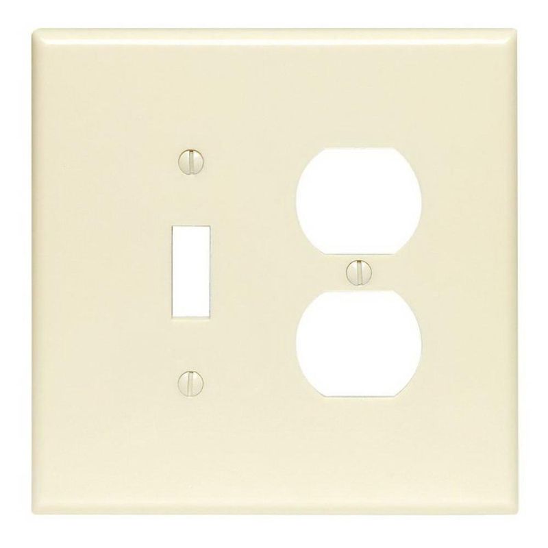 Photo 1 of 2-Gang 1-Toggle 1-Duplex Combination Wall Plate, Ivory
