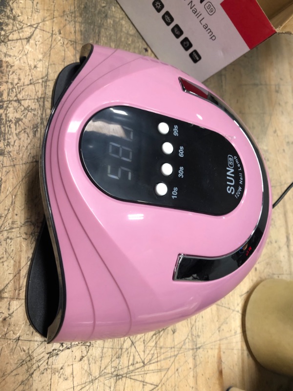 Photo 3 of Sunrich UV Gel Nail Lamp 120W LED Nail Light Fast Nail Dryer for Gel Polish Curing with 4 Timers Portable Handle Large Space Automatic Sensor(Pink)
