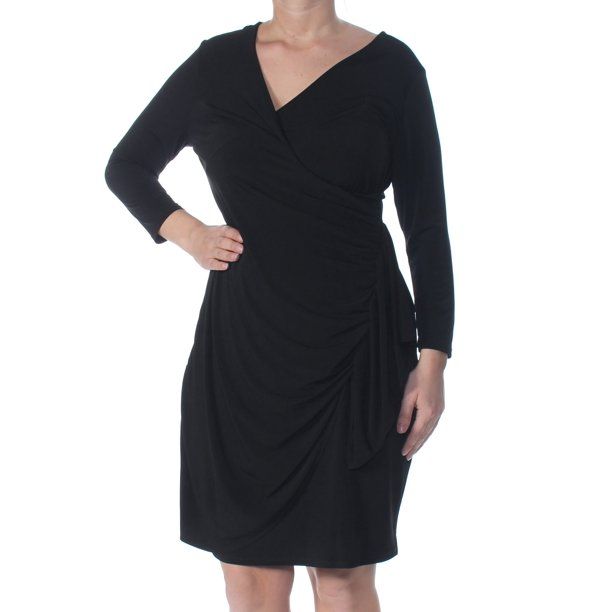 Photo 1 of *** STOCK PHOTO FOR REFERENCE***
Black Long Sleeve Wrap Dress SIZE 2-3X (NO SIZE TAG) **USED**