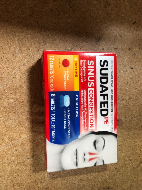 Photo 2 of 2 item bundle best by 10/23
Sudafed PE Day and Night Sinus Pressure & Congestion Tablets, 20 Count (x2)