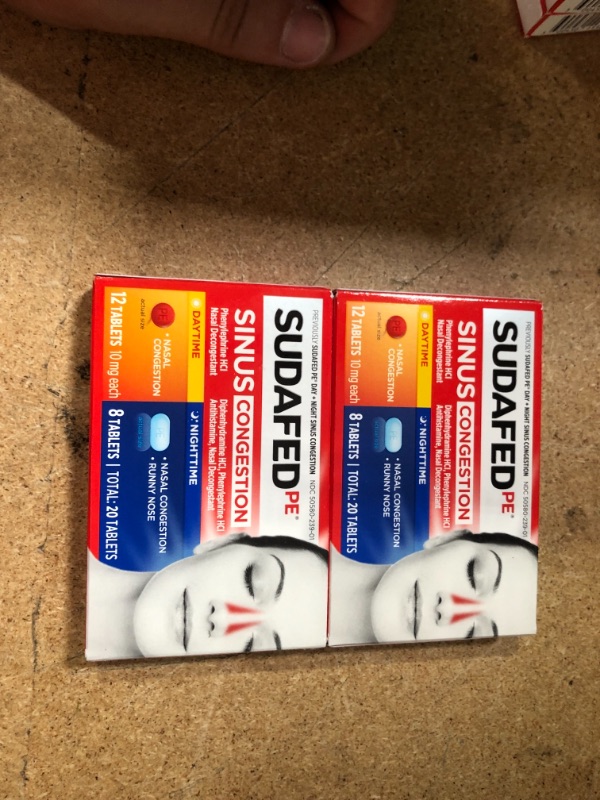 Photo 1 of 2 item bundle best by 10/23
Sudafed PE Day and Night Sinus Pressure & Congestion Tablets, 20 Count (x2)