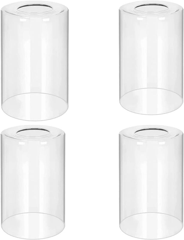 Photo 1 of 4 Pack Clear Glass Shade Replacement for Light Fixtures, Cylinder Glass Lampshade Replacement Covers for Chandelier Pendant Wall Sconces Vanity Lighting, 1.65" Fitter, 5.9"H x 3.94"W
