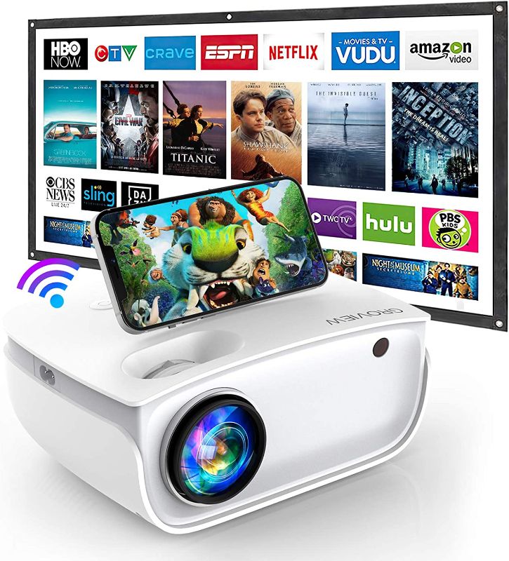 Photo 1 of GROVIEW Mini Projector with WiFi, Updated 7500L Brightness with 100 Inches Screen, Full HD 1080P Resolution & 240 Inches Display Supported, Video Projector Compatible with TV Stick, Android, iPhone