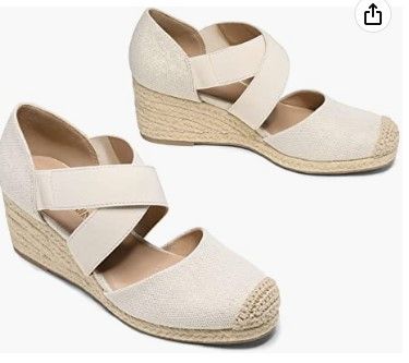 Photo 1 of DREAM PAIRS Womens Close Toe Espadrilles Dressy Platform Sandals Slip on Elastic Criss Cross Ankle Straps Wedges Sandals size 8.5
