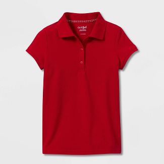 Photo 1 of 2 Girls' Short Sleeve Pique Uniform Polo Shirt - Cat & Jack™ Red size XS

