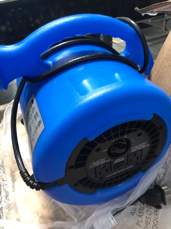 Photo 3 of B-Air VP-25 1/4 HP 900 CFM Air Mover for Water Damage Restoration Equipment Carpet Dryer Floor Blower Fan Home and Plumbing Use, Blue