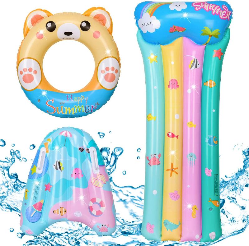 Photo 1 of Bakeling Kids Pool Floats - Inflatable Pool Toys, 3 Pack Floaties for Kids 6-12yrs for Swimming Pool, Triangle Floating Mat for Teens and Adults, Summer Pool Water Float Party Toys