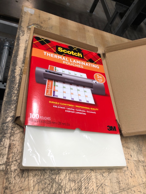 Photo 1 of Scotch TP3854-100 Letter Size Thermal Laminating Pouches 3 mil 11.5 x 9 100 per Pack
