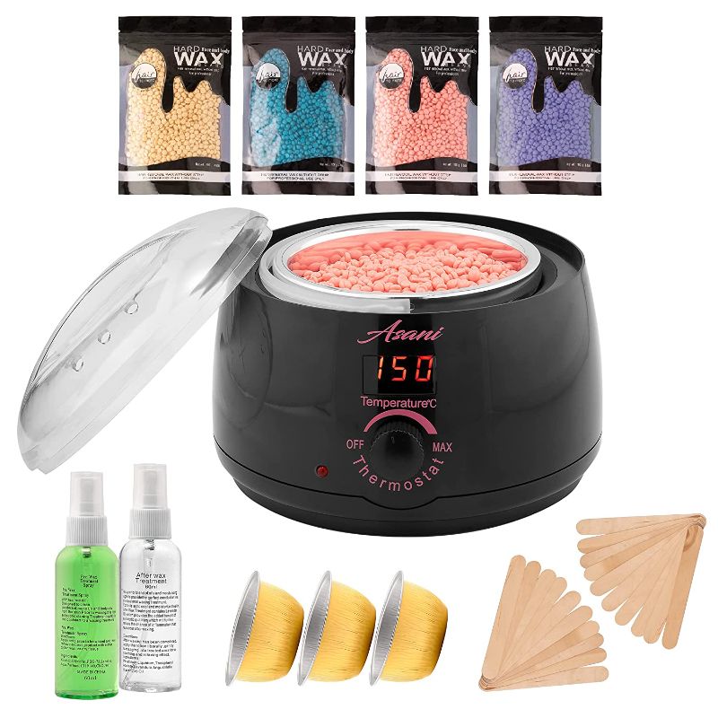 Photo 1 of At Home Waxing Kit for Women and Men, Includes Digital Wax Warmer, Hard Wax Beads, Waxing Oils, Applicators, and Bowls, Wax Melter Set for Bikini Line, Eyebrow, Underarm, and Lip Hair Removal
