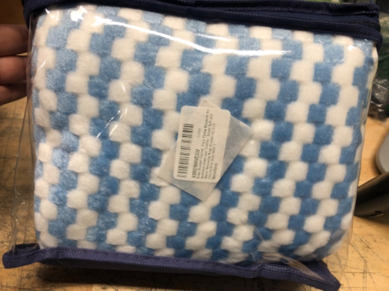 Photo 2 of Baby Blanket Flannel, Cozy Throw Blankets for Newborn Infant and Toddler, Super Soft and Warm Receiving Baby Blanket for Crib Stroller(Grid Blue 4050")
