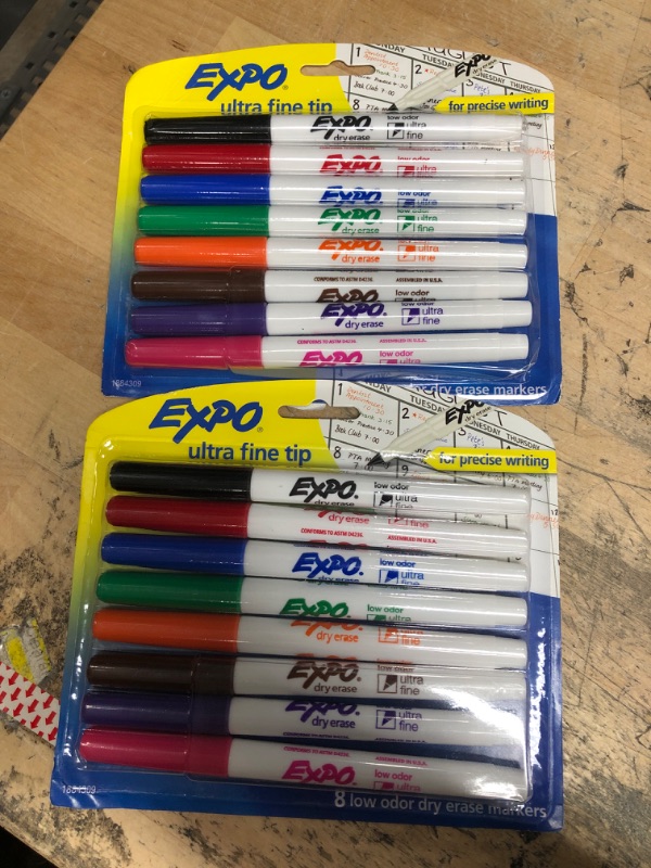 Photo 2 of 2-PACK ***EXPO Low Odor Dry Erase Markers, Ultra-Fine Tip, Assorted Colors, 8 Pack
