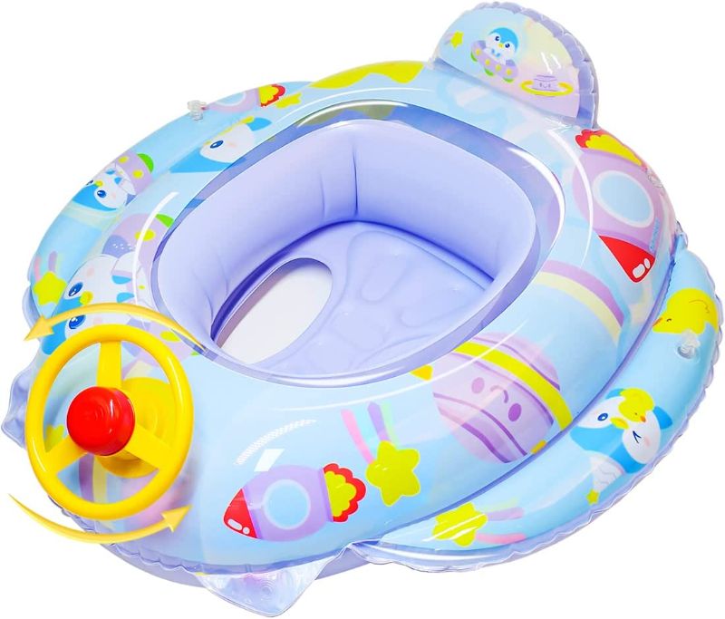 Photo 1 of Baby Extra Thick Pool Float, Pool Toys for Toddlers 1-3, Floats for Kids Ages 4-8, Inflatable Swim Pool Toys Airship Ride-on Floaties with Beep Steering Wheel
