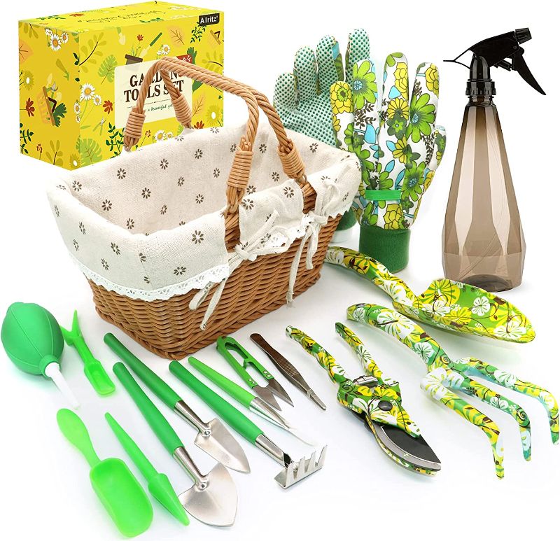 Photo 1 of Alritz Gardening Tools Set - Heavy Duty Aluminum Alloy Steel Gardening Hand Tool, Gifts for Women Men (Basket)
