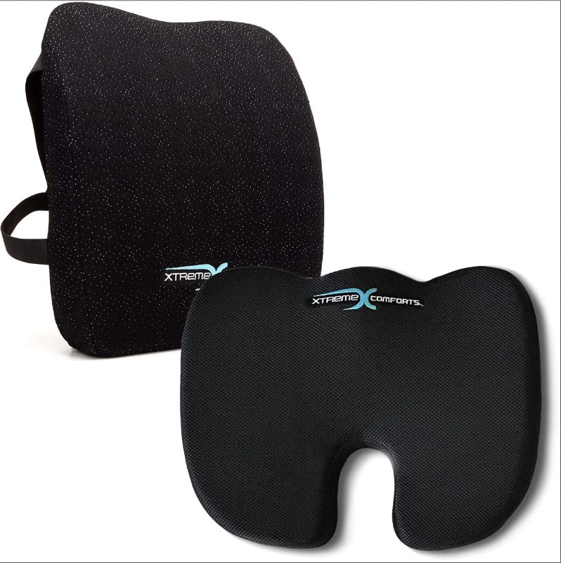 Photo 1 of Xtreme Comforts Deluxe Coccyx Seat Cushion with Memory Foam Back Support Cushion
