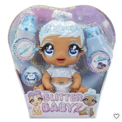 Photo 1 of Glitter Babyz January Snowflake with 3 Magical Color Changes Baby Doll - Blue Hair

