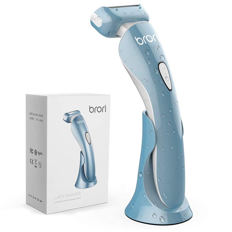 Photo 1 of Brori Electric Razor for Women - Womens Shaver Bikini Trimmer Body Hair Removal for Legs and Underarms Rechargeable Wet and Dry Painless Cordless with LED Light, Blue