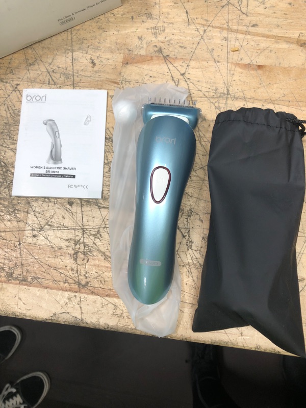 Photo 1 of Brori Electric Razor for Women - Womens Shaver Bikini Trimmer Body Hair Removal for Legs and Underarms Rechargeable Wet and Dry Painless Cordless with LED Light, Blue