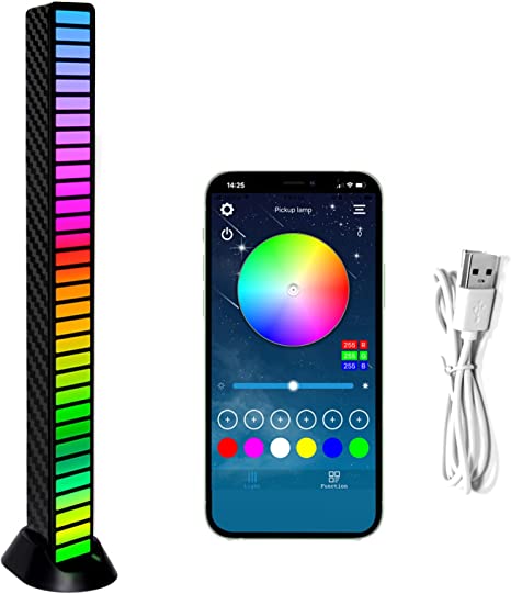 Photo 1 of 4 PACK  ***** Sound Activated Lights, Set of 1 32 Bit Sound Control RGB Light Bar, Colorful Rechargeable Ambient Led Light, Voice-Activated Pickup Rhythm Music RGB Light Bar for Car, Party, Desktop, DJ, Gaming Room