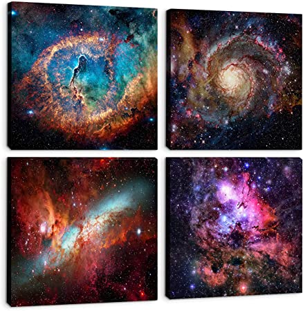 Photo 1 of 4 Panels/Set Outer Space Starlight Modern Artwork Pictures Home Wall Decor Cosmic Astronomy Posters