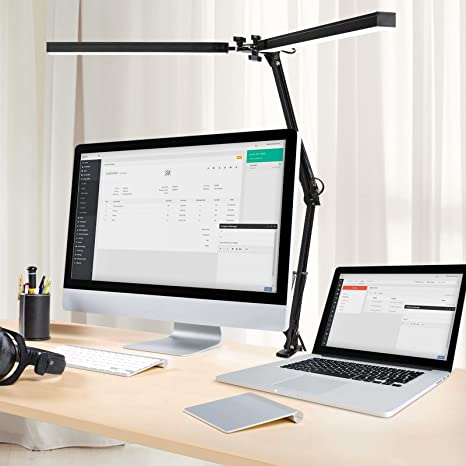 Photo 1 of LED Desk Lamp, Lanhado Swing Arm Desk Lamps for Home Office, 24W Architect LED Table Lamp, Eye-Caring Black Desk Lamp with Clamp, 3 Lighting 10 Brightness Adjustable Desk Lamp for Read/ Relax/ Work