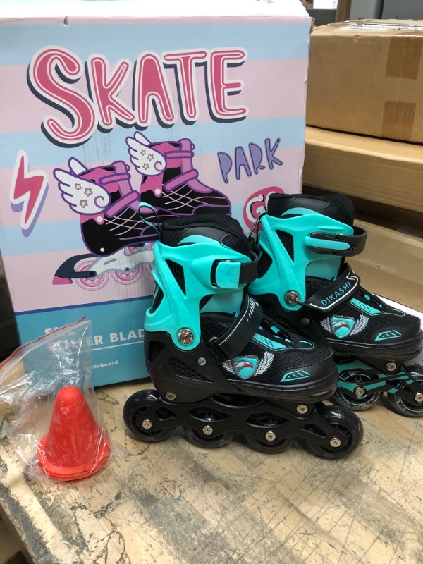 Photo 3 of Adjustable Inline Skates, Roller Blades for Girls, Roller Blades for Boys : Roller Skates with 8 Illuminating Pu Wheels, Outdoors Indoors High Performance Roller Blades for Kids Women Beginners