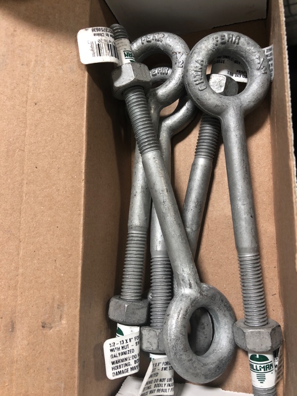 Photo 1 of 1/2-13 x 8 in. Forged Steel Hot-Dipped Galvanized Eye Bolt with Hex Nut in Plain Pattern (5-Pack)

