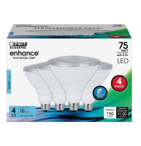 Photo 1 of 3929395 75 Watt Equivalence Enhance 8.3 Watt 750 Lumen Track & Recessed PAR38 LED Bulb, Daylight - Pack of 4
