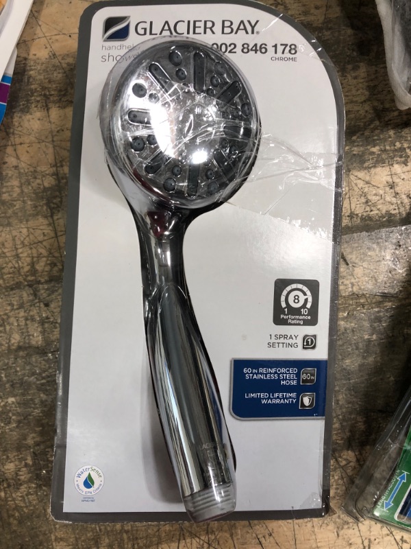 Photo 2 of 1-Spray 3.3 in. Single Wall Mount Handheld Shower Head in Chrome
