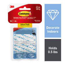 Photo 1 of 3 packs Command
1/2 lb. Mini Clear Hook Value Pack (18 Hooks, 24 Strips)