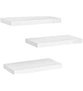 Photo 1 of AMADA HOMEFURNISHING Floating Shelves, Wall Shelves for Bathroom/Living Room/Bedroom/Kitchen Decor, White Shelves with Invisible Brackets Set of 3 - AMFS08 WHITE
