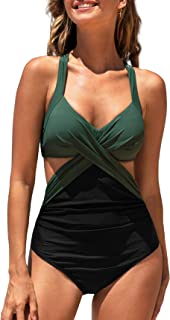 Photo 1 of CUPSHE Women's One Piece Swimsuit V Neck Colorblock Bathing Suit
