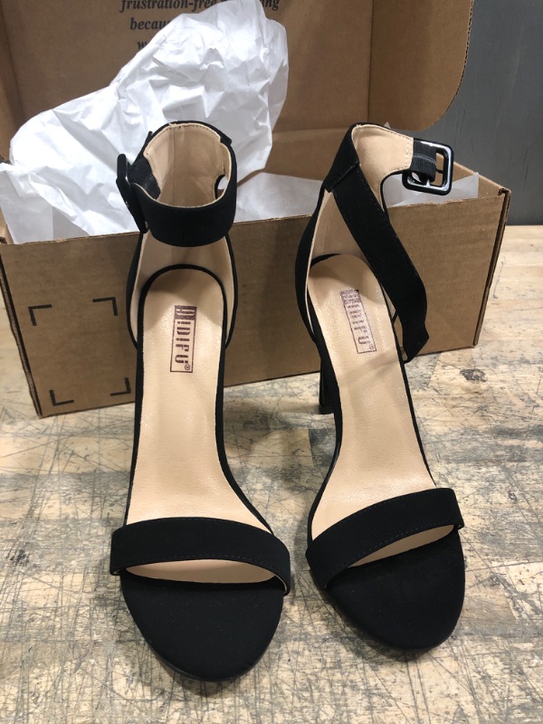 Photo 2 of IDIFU Black Nude Silver Gold Heels, 4 Inch Chunky High Heels for Women, Square Toe Prom Shoes Womens Heels, Slingback Block Heels Dress Sandals for Women, Women's Heeled Sandals, Size 6.5