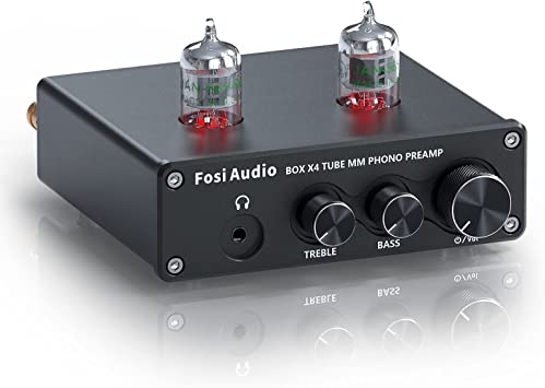 Photo 1 of Fosi Audio Box X4 Phono Preamp Headphone Amplifier/Preamplifier Hi-Fi Pre Amp with JAN 5654W Vacuum Tubes for MM Turntable Phonograph Record Player with Volume Bass Treble Control