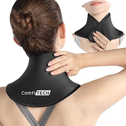 Photo 1 of ComfiTECH Neck Ice Pack Wrap Gel Reusable Ice Packs for Neck Pain Relief, Cervical Cold Compress Ice Pack for Sports Injuries, Swelling, Office Neck Pressure and Cervical Surgery Recovery (Black)