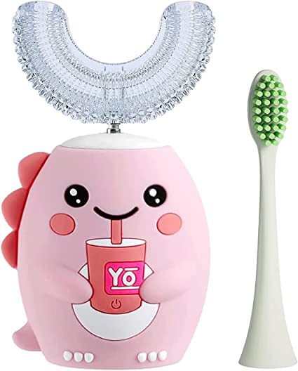 Photo 1 of Kids Electric Toothbrushes, U Shaped Ultrasonic Toothbrush ,Rechargeable Kids Toothbrush w/ Smart Timer, Sonic Toothbrush Kids with 6 Modes, IPX7 Waterproof Design (8-15 Year Old, Pink0 *Missing Charger*