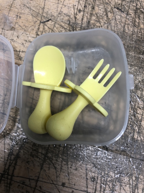 Photo 1 of *COLOR OF PRODUCT IS YELLOW* Grabease® 2-Piece First Training Self-Feeding Utensil Set in Yellow
