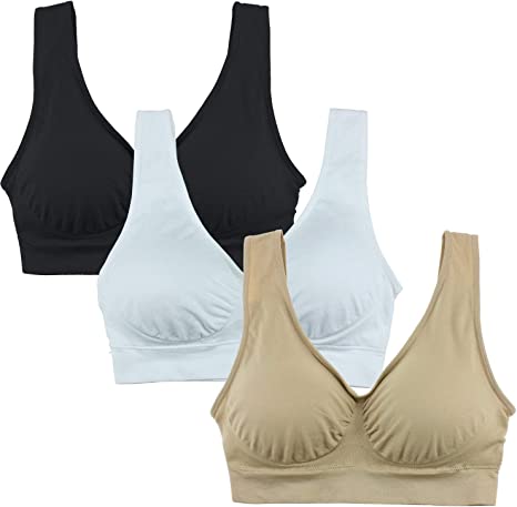 Photo 1 of Cabales Women's 3 Pack Seamless Comfortable Sports Bra with Removable Pads
SIZE: LARGE