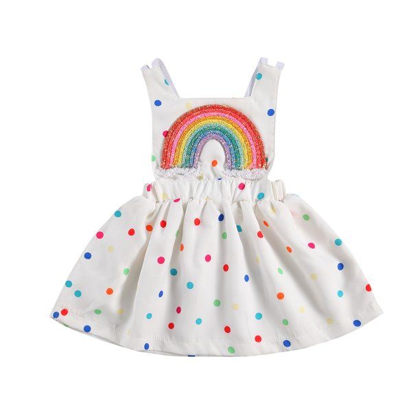 Photo 1 of Inevnen Toddler Baby Girl Rainbow Dress Little Girl Halter Dress One Piece Summer Skirt for 0-24M
