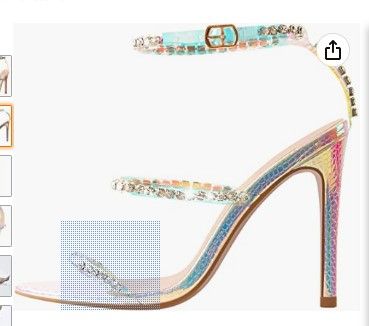 Photo 1 of Clear Strappy Heeled Sandals Open Toe Ankle Strap Heels Silver Stiletto Sandles Rhinestone High-heels Sexy Iridescent Size 10