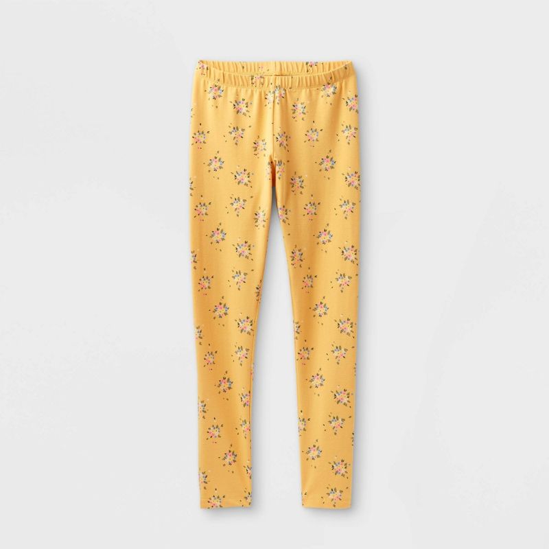 Photo 1 of  4 Girls' Floral Leggings - Cat & Jack™ Yellow
