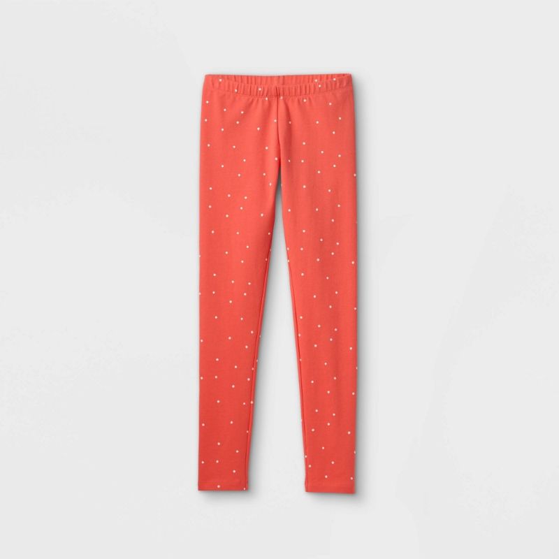 Photo 1 of 3 Girls' Dot Leggings - Cat & Jack™ Coral Red
size 2 xs and 1 small