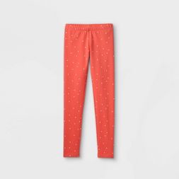 Photo 1 of 3 Girls' Dot Leggings - Cat & Jack™ Coral Red
size m
