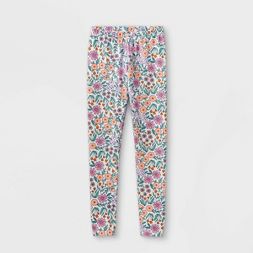 Photo 1 of 3 Girls' Floral Leggings - Cat & Jack™ White
size small