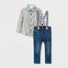 Photo 1 of *** ONLY SHIRT AND BOW TIE***
Toddler Boys' 3pc Easter Woven Long Sleeve Button-Down Shirt and Denim Suspender Set - Cat & Jack™ Heathered Gray
SIZE 18 M
