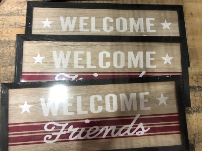 Photo 1 of 3  17.75" X7.5" WOODEN " WELCOME FRIENDS" SIGN 