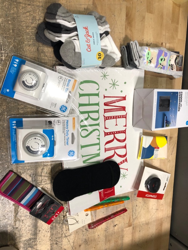 Photo 1 of ** MISCELLANEOUS BUNDLE***   13 ITEMS 
10 PAIR SOCKS ARE ACTUALLY 9 PAIRS SIZE S 5.5-8.5
STARWAR SOCKS 3 PAIRS SIZE S/M 9-2.5
A PAIR OF WOMENS FOOT COVER SIZE 9 